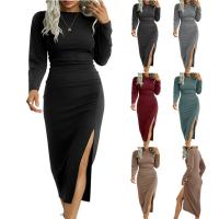 Cotton Waist-controlled & Slim & High Waist Sexy Package Hip Dresses patchwork Solid PC