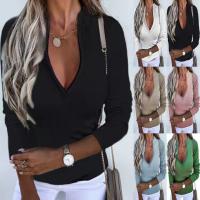 Polyester Vrouwen lange mouw T-shirt Lappendeken Solide meer kleuren naar keuze stuk