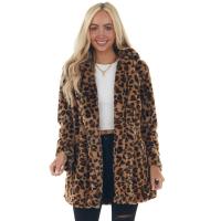 Polyester Women Coat & loose & thermal patchwork leopard PC