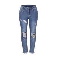 Denim Ripped Women Jeans & skinny patchwork Solid PC