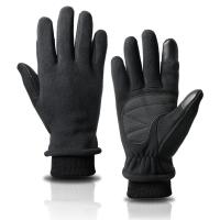Polar Fleece windproof Riding Glove can touch screen & thermal patchwork Solid Pair