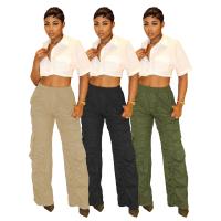Polyester Long Trousers & Middle Waist Women Long Trousers slimming & with pocket Solid PC