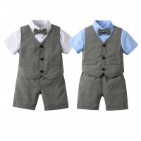 Polyester & Cotton Boy Clothing Set & four piece Necktie & vest & Pants & top Set