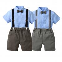 Polyester & Cotton Boy Clothing Set & four piece Necktie & strap & Pants & top Set