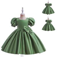 Polyester Princess Girl One-piece Dress with bowknot Solid PC