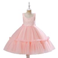 Polyester Princess Girl One-piece Dress with bowknot Lace PC