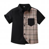 Polyester & Katoen Het Overhemd van de jongen Plaid Zwarte stuk