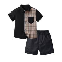 Polyester & Cotton Boy Clothing Set & two piece Pants & top plaid Set