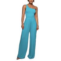 Spandex & Polyester Wide Leg Trousers Long Jumpsuit & One Shoulder patchwork Solid PC