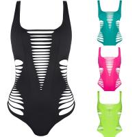 Polyester One-piece Swimsuit flexible & slimming & hollow Solid PC