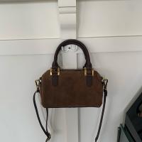 PU Leather & Suede Easy Matching & Vintage Handbag soft surface & attached with hanging strap Solid coffee PC