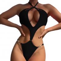 Polyester One-piece Swimsuit backless & hollow Solid PC