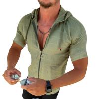 Polyester Men Short Sleeve T-Shirt & loose plain dyed plaid PC