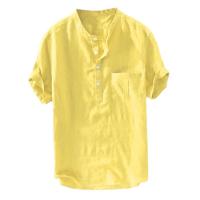 Polyester & Cotton Men Short Sleeve Casual Shirt & with pocket plain dyed Solid PC