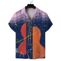 Chemical Fiber & Polyester Men Short Sleeve Casual Shirt & loose printed PC