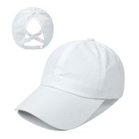 Nylon & Polyester Ponytail Hat sun protection & adjustable & breathable plain dyed Solid : PC