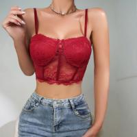 Lace Camisole see through look Solid red PC