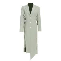 Polyester Slim & long style Women Coat & hollow patchwork Solid PC