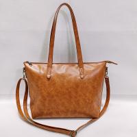 PU Leather Tote Bag Shoulder Bag large capacity & attached with hanging strap Solid brown PC
