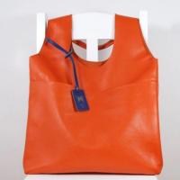 PU Leather Tote Bag Shoulder Bag large capacity & soft surface Solid orange PC