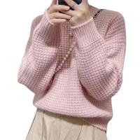 Polyester Women Sweater loose & thermal knitted Solid : PC