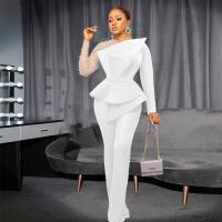 Spandex & Polyester Plus Size Long Jumpsuit slimming patchwork Solid white and black PC