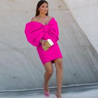 Spandex & Polyester Sexy Package Robes hip Solide Fuchsia pièce