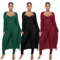 Polyester Vrouwen Casual Set Jumpsuit & Jas Solide meer kleuren naar keuze Instellen