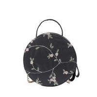 PU Leather Handbag bun & embroidered & attached with hanging strap PC