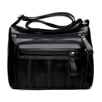 PU Leather Shoulder Bag soft surface Solid black PC
