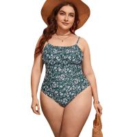 Polyester Plus Size One-piece Swimsuit backless & skinny style printed shivering PC