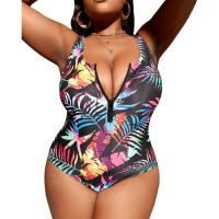 Polyester Plus Size One-piece Swimsuit backless & skinny style printed PC