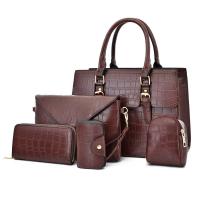 PU Leather Bag Suit large capacity & soft surface & five piece crocodile grain Set
