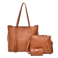 PU Leather Bag Suit large capacity & soft surface & three piece Solid Set