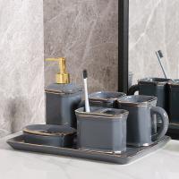 Ceramics Washing Set durable & multiple pieces gray Set