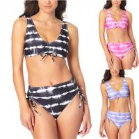 Spandex & Polyester Bikini backless & two piece & padded printed striped Set