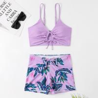 Polyester Bikini & two piece & padded printed leaf pattern Set