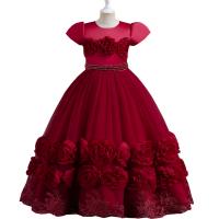 Polyester Ball Gown Girl One-piece Dress & with beading floral PC