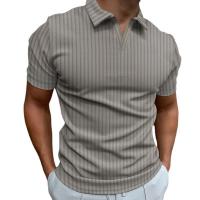 Polyester Men Short Sleeve T-Shirt flexible & loose patchwork striped PC