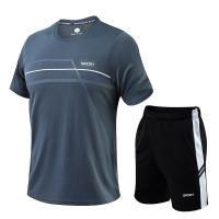Polyester Quick Dry & Plus Size Men Casual Set & two piece & breathable short & top printed letter Set