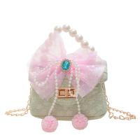 Plastic Pearl & Nylon Handbag with chain & Cute & Mini & for children bowknot pattern PC