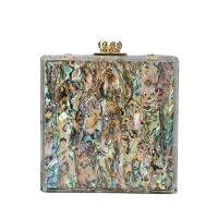 Acrylic & Shell hard-surface Clutch Bag with chain multi-colored PC
