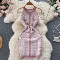 Knitted Waist-controlled Sexy Package Hip Dresses slimming sleeves : PC