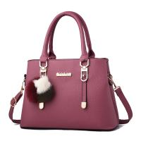 PU Leather & Polyester Handbag large capacity & with fur ball & attached with hanging strap Solid PC