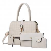 PU Leather Bag Suit soft surface & attached with hanging strap & three piece Polyester geometric Set