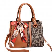 PU Leather with silk scarf & Tote Bag Handbag large capacity & attached with hanging strap leopard PC