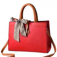 PU Leather with silk scarf & Tote Bag Handbag large capacity & attached with hanging strap Polyester Solid PC