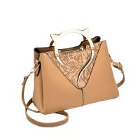 PU Leather Handbag soft surface & attached with hanging strap Polyester leaf pattern PC