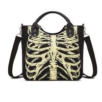 Canvas Handbag soft surface & luminated & attached with hanging strap Polyester Peach Skin skeleton black PC