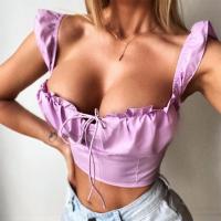 Polyester Slim & Crop Top Camisole backless patchwork Solid PC